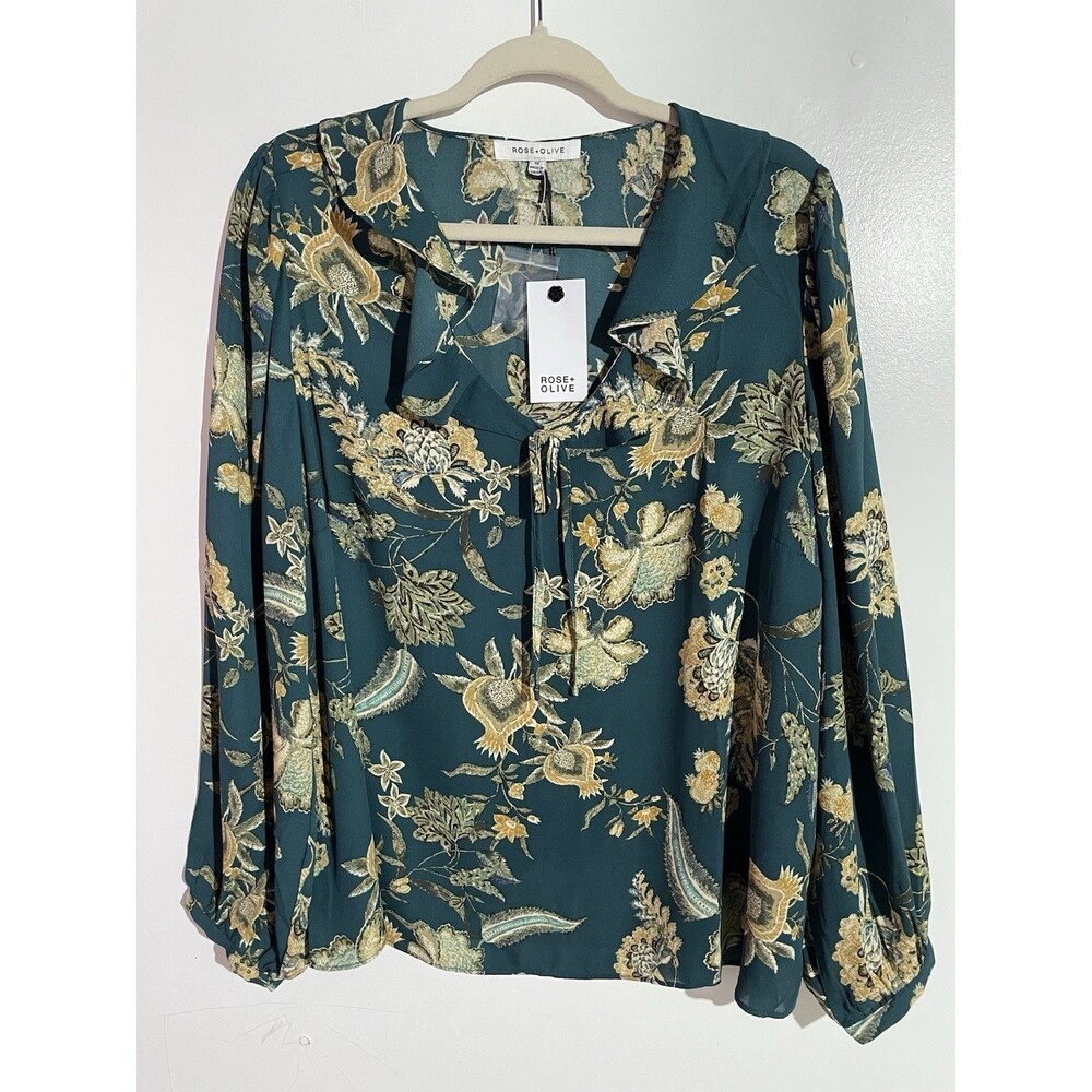 Rose & Olive Top‎ 1X Floral Boho Cottagecore Peasant Feminine Dainty Ruffle